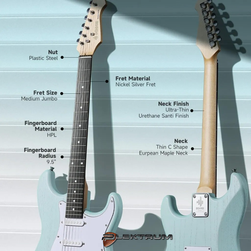 DONNER komplet El-guitar sæt - Grøn
