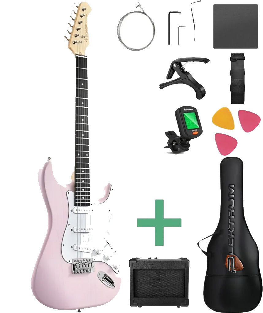 DONNER komplet El-guitar sæt - Pink
