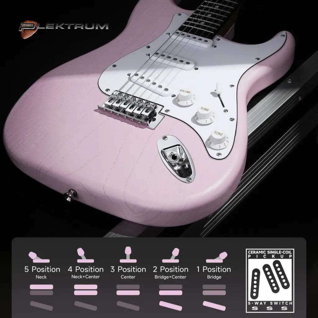 DONNER komplet El-guitar sæt - Pink