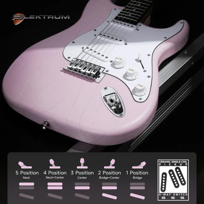 DONNER komplet El-guitar sæt - Pink