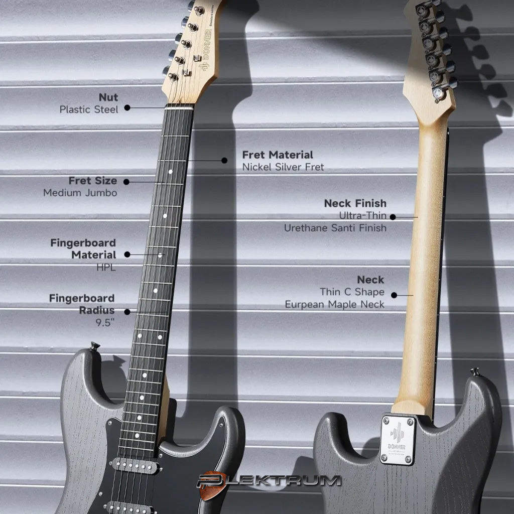 DONNER komplet El-guitar sæt - Grå