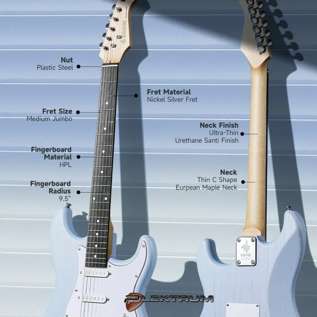 DONNER komplet El-guitar sæt - Blå