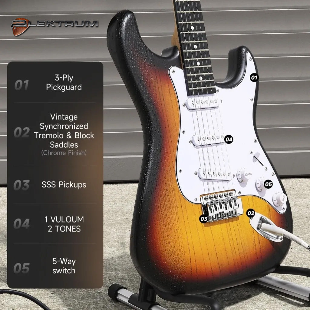 DONNER komplet El-guitar sæt - Sunburst