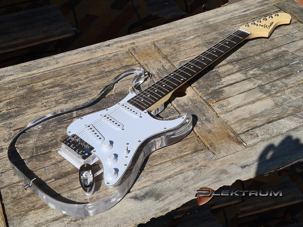 **UDSOLGT** Gennemsigtig Acryl el-guitar