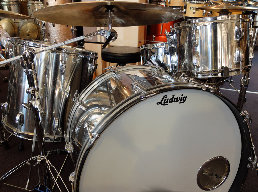 **SOLGT** Vintage Ludwig Stainless Steel trommesæt