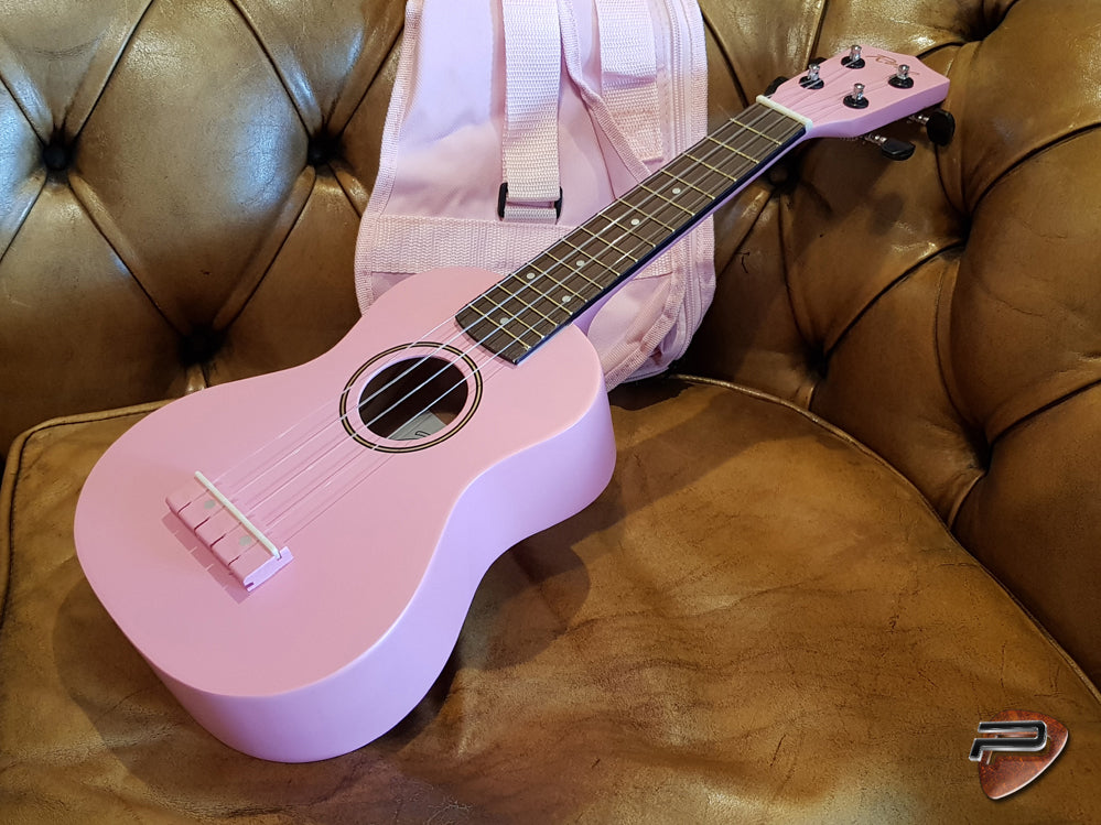 Ukulele RENO Sopran i Lyserød m/ etui