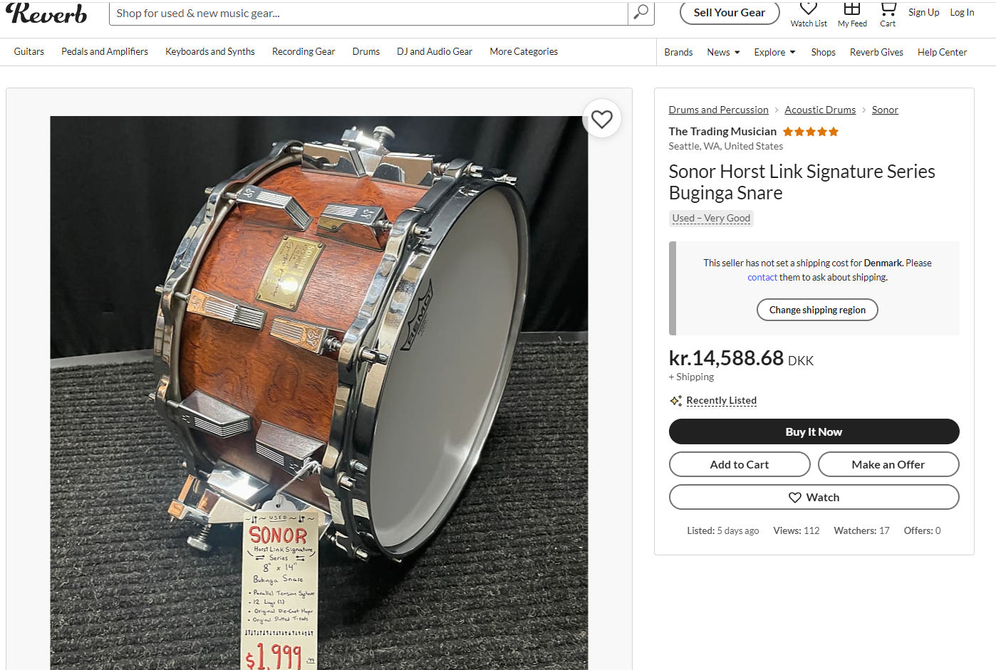 **SOLGT** Sonor Signature Horst Link lilletromme 8x14